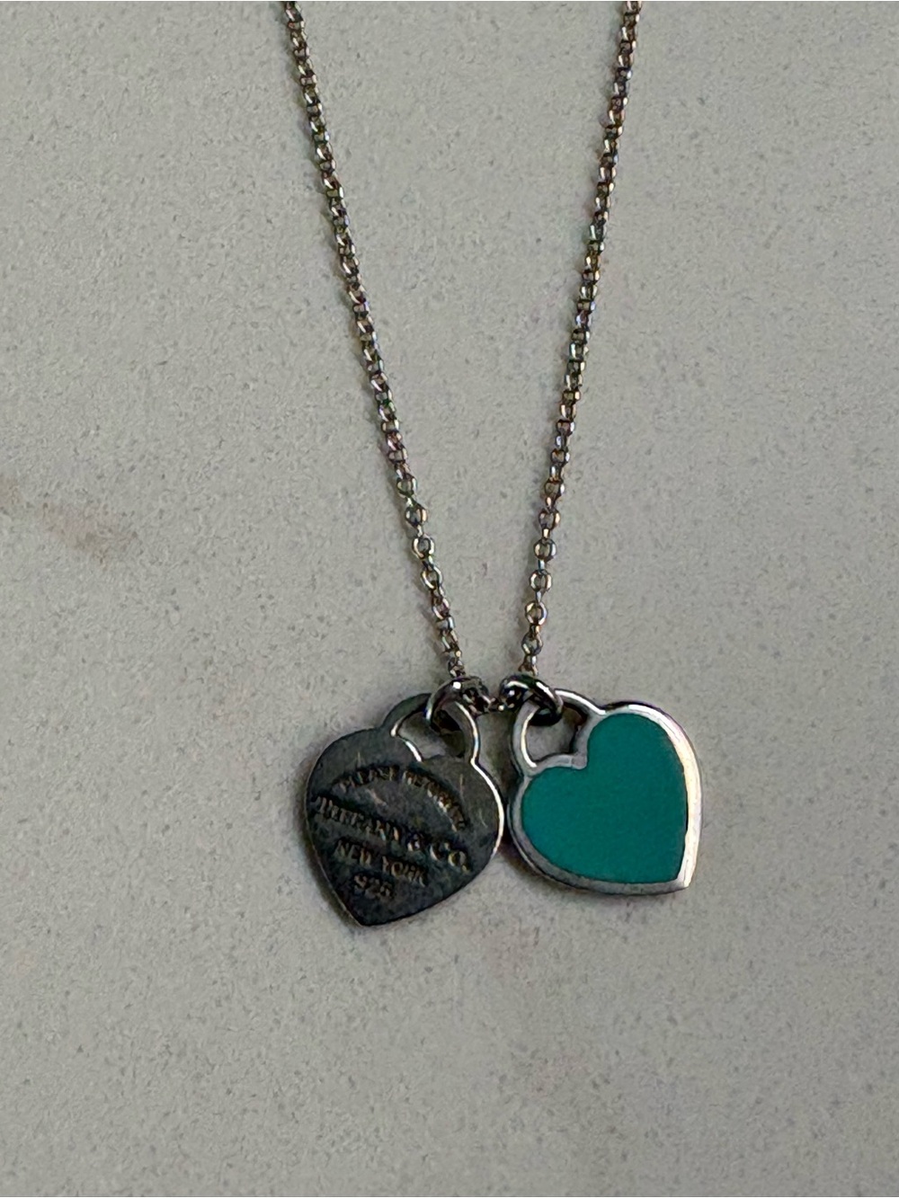 Tiffany & Co. Silver Necklace with Turquoise Enamel Heart Charm